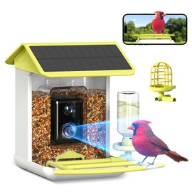 BROAIMX Bird Feeder with Camera, Free AI Forever for 11,000+ Species, 64G TF Card & 1080P HD, Solar-Powered Wireless Outdoor Design, App Alerts & Two-Way Audio for Garden (Blackish Green)