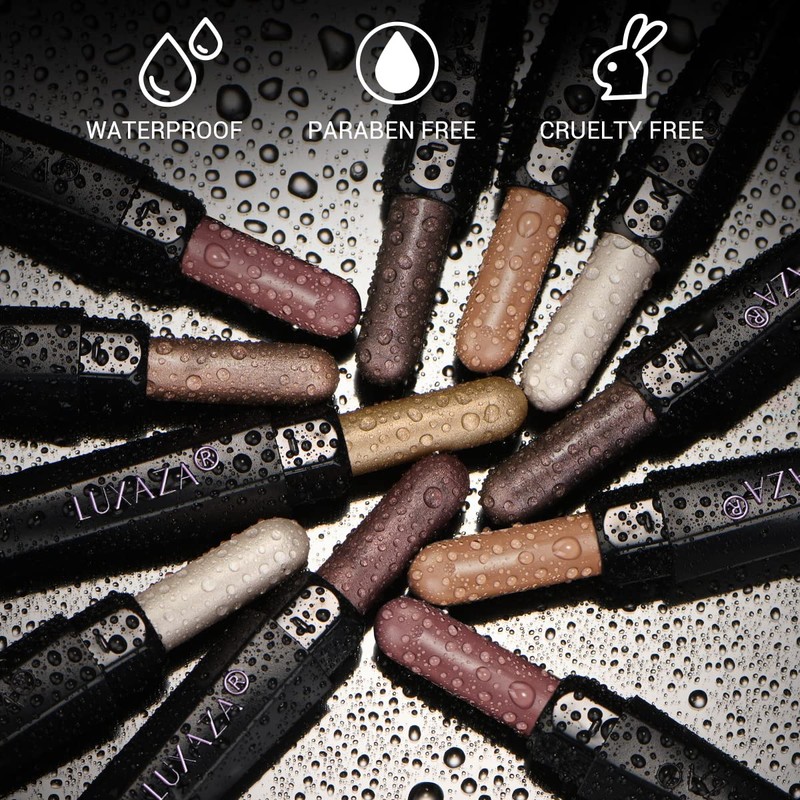 LUXAZA 6 PCS Brown Neutral Metallic Eyeshadow Stick Set, Champagne