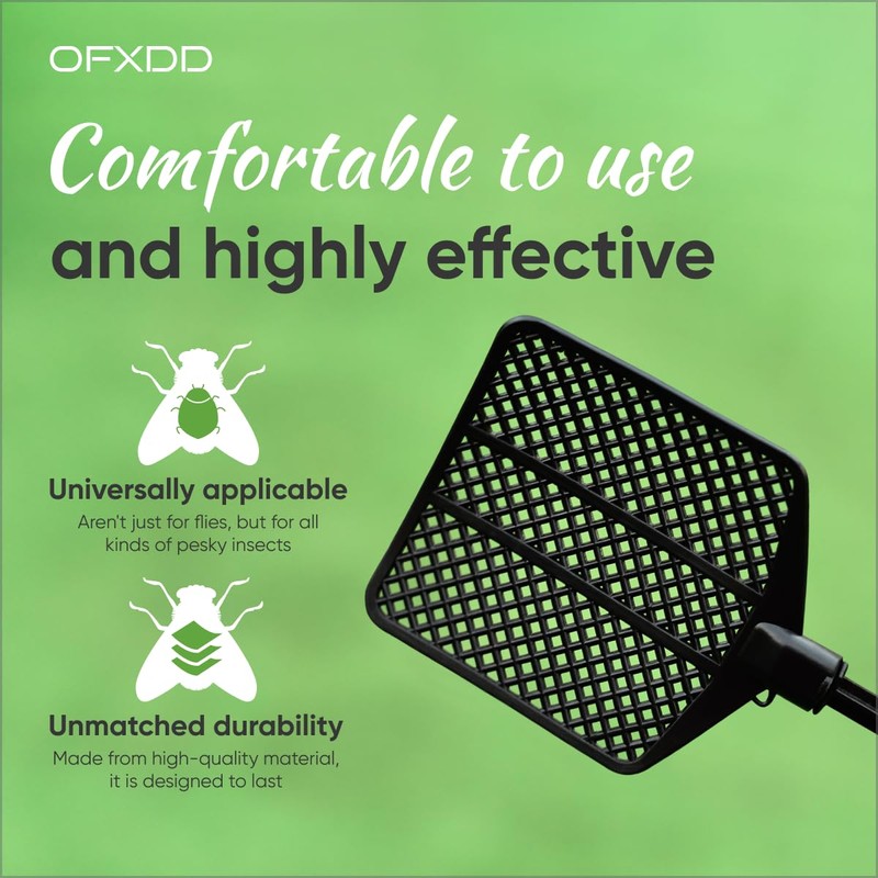 OFXDD Rubber Fly Swatter, Long Fly Swatter Pack, Fly Swatter