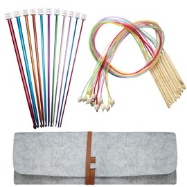 Tunisian Crochet Hooks Set with Case: 24pcs Tunisian Crochet Bamboo Hooks Set with Cable Afghan Crochet Aluminum Hooks Metal Crochet Yarn Extra Long Needles Knitting Tools Supplies with Markers