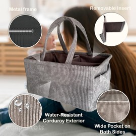 Newborn Essentials - Diaper Caddy Basket, Diaper Caddy For Car, Unisex Baby Gifts, Newborn Travel Basket, Baby Diaper Organizer, Diaper Basket (Bunny Grey)