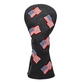 Barudan Golf Driver Head Cover 460cc, Black Patriotism USA Golf Driver Headcover for Men Golfer, Synthetic Leather Golf Club Protective Case