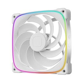 Geometric Future Squama 2503R Reverse Blade RGB PWM Fan - 140mm - 1 Pack – Performance & Silent Balance - Dual Lighting Loop - 5V 3pin addressable RGB - 4pin PWM - White(GEO-S2503RW-14S)