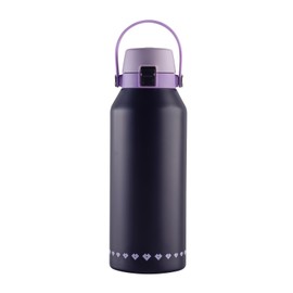 LuckyLy Termo de Acero Inoxidable 1 Litro con Popote, Vaso Térmico con Doble Aislamiento y Tapa Hermética Antigoteo, Botella de Agua Motivacional ideal como Regalos para Mujer y Mamá – Liza, Morado