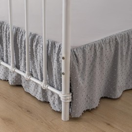 Tufted Dot Bed Skirt Queen Size Ruffled Bed Skirt with Split Corners, 14 Inch Drop Dust Ruffle Bed Skirts with Platform, Light Grey