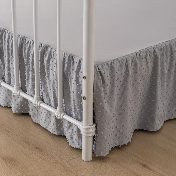Tufted Dot Bed Skirt Queen Size Ruffled Bed Skirt with