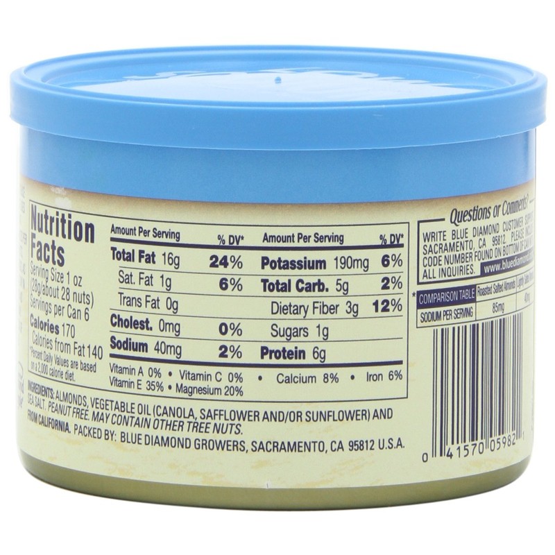 Blue Diamond Almonds Low Sodium Lightly Salted Snack Nuts, 6