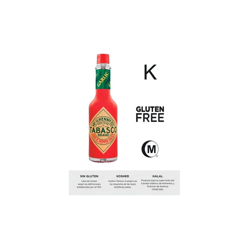Salsa Tabasco Garlic 150ml Picante Con Ajo
