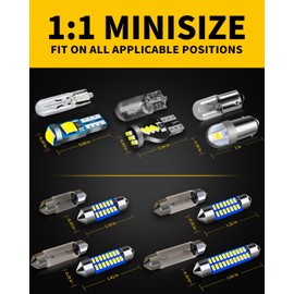 Antline 42 Pieces 29mm 31mm 36mm 41mm BA9S T5 T10 LED Interior Light Bulb Kit, Super Bright 12 Volt LED Replacements for Dome Map Dashboard Trunk Cargo Door Courtesy License Plate Lights (White)