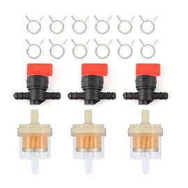 MOTOKU 1/4" in Line Fuel Gas Filters Shut Cut Off Valves Clamps for Briggs & Stratton 493960 494768 698183 Maico Ossa Trial Bultaco for Yamaha Motorcycle Lawn Mower Tractor