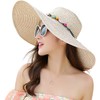 Lanzom Womens Wide Brim Summer Straw Hat Floppy Foldable Roll