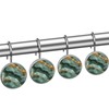 Marbling Shower Curtain Hooks,12 Pcs Rust Proof Glass Surface Stainless