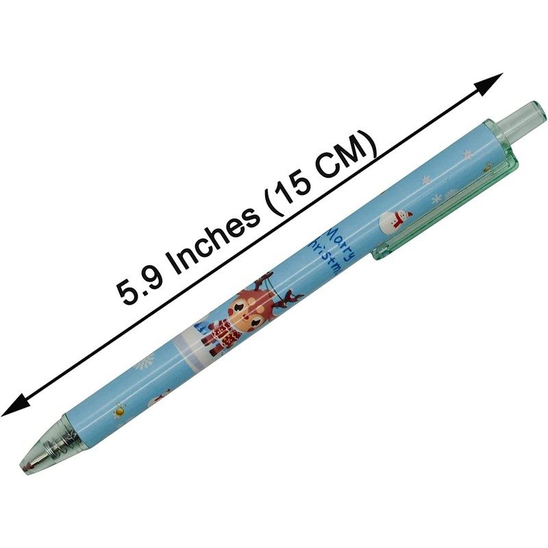 Maydahui Cute Retractable Christmas Ballpoint Pens, Set of 12, 0.5mm,