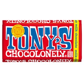 Tony's Chocolonely 32% Classic Milk Chocolate Bar - Rich, Smooth Belgium Chocolate, Perfect Holiday Gift, Chocolate Candy, No Artificial Flavoring, Fairtrade & B Corp Certified - 6.35 Oz, 15 Bars
