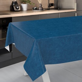 ANRO Oilcloth Tablecloth Wax Tablecloth Washable Garden Tablecloth Round Oval Square 120 x 140 cm Cut Edge Marble Blue