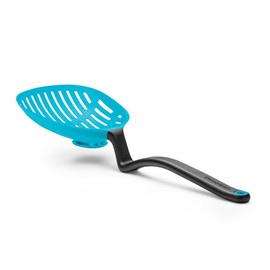 Dreamfarm Big Lestrain 13" 2-In-1 Drip-Catching, Sit-Up Food Slotted Spoon, Scoop, & Strainer that Keeps Bench Tops Mess-Free - Dreamfarm Blue