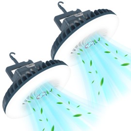 Portable Camping Fan with LED Lantern Womeyork USB Rechargeable Waterproof Tent Fan with Hanging Hook Magnet Survival Kits for Indoor Outdoor Hiking Car Office Desk Outdoor Emergency Power Outage-2 PC