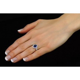 SILVEGO Women 925 Sterling Silver Ring with Blue Synthetic Sapphire Replica of Kate Middleton's Engagement Ring