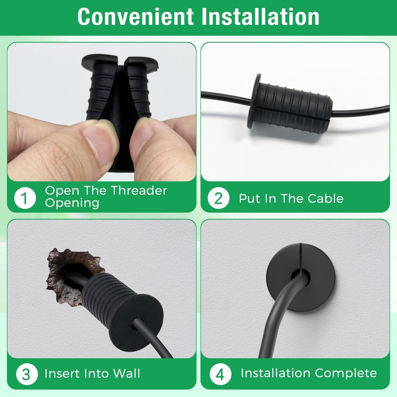EASYEAH 2pc Starlink Cable Grommet 3/4" Silicone Anti-Slip Wall Hole