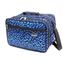 Kassaki Pro Hairdressing Bag Barber Tool Carry Bag Hair Equipment Salon Storage Travel Bag Leopard Print (Blue Leopard)
