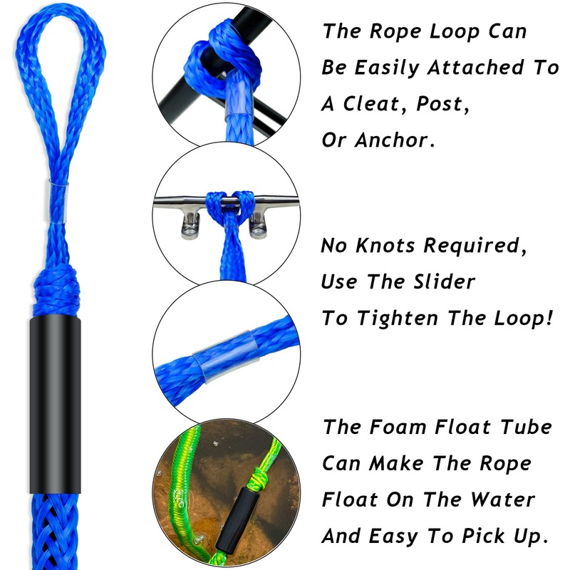 4FT Bungee Boat Dock Line Mooring Rope with Foam Float