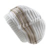 Cotton Classic Rasta Slouchy Ribbed Beanie Hats (White/Khaki)