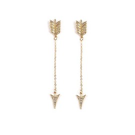 Relovet Gold Crystal Arrow Earrings Long Chain Dangle Dainty Wedding Evening Jewelry Accessories for Women