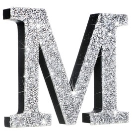 Qunclay 5.7 Inch Silver Crystal Diamond Letters Glitter Letters Hanging Letters with Screws and Hooks Rhinestone Diamond Decorations Christmas House Warming Gifts for Wall Decor Bedroom Door(Letter M)