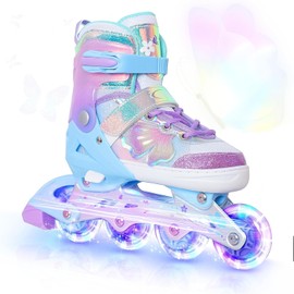 Nattork Patines en Línea para Niñas y Niños, 4 Tallas Ajustables Patines Butterfly Blades con Todas las Ruedas Iluminadas - Regalo de Cumpleaños para Deportes de Interior y Exterior