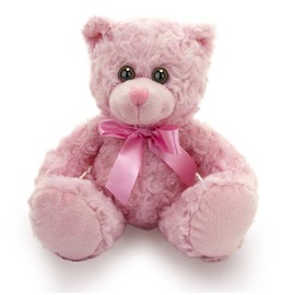 Plushland Sitting Bear Stuffed Animal with Bow-Ties,Plush Teddy Bear Toys for Kids & Adults Mother's Day Valentine Birthday (11 inch Pink)