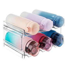 Lifewit 2 Tier Stackable Water Bottle Organizer for Cabinet, Plastic Bottle Holder Fits 6 Bottles/Tumblers up to 3.8" Diameter for Pantry/Countertop/Cupboard, 28 x 19 x 15 cm/11 x 7.5 x 5.7"