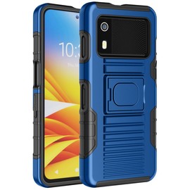 Rugged Case for Zebra EM45 RFID Mobile Scanner, Nakedcellphone Hybrid Ring Grip Cover with Stand - Blue