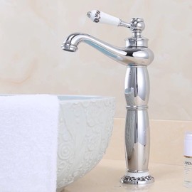 MFQJJRRMI Vintage Bathroom Faucet, Antique Brass Bathroom Sink Faucet, Hot and Cold Sink Mixer Tap Faucet, Single Handle Bathroom Sink Faucet, Gold(Chrome)