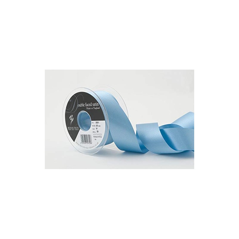 Berisfords Double FACE Poly Satin Ribbon, Dusky Blue, 10.5x10.5x4.6 cm