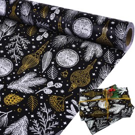 Christmas Wrapping Paper, Black and Gold Foil Kraft Gift Wrapping Paper Roll, Christmas Wrapping Paper Jumbo Roll, Black and White Wrapping Paper for Christmas Winter Holiday Birthday, 17Inch × 33Feet