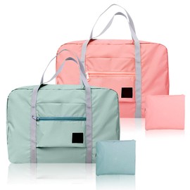 AYNKH 2PCS Foldable Travel Duffel Bag, Waterproof Lightweight Carry On Luggage Bag High-Capacity Holdall Tote for Overnight Outing Holiday Weekends Shopping Gym