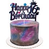 Decoración para tarta de música de 16 cumpleaños con purpurina,