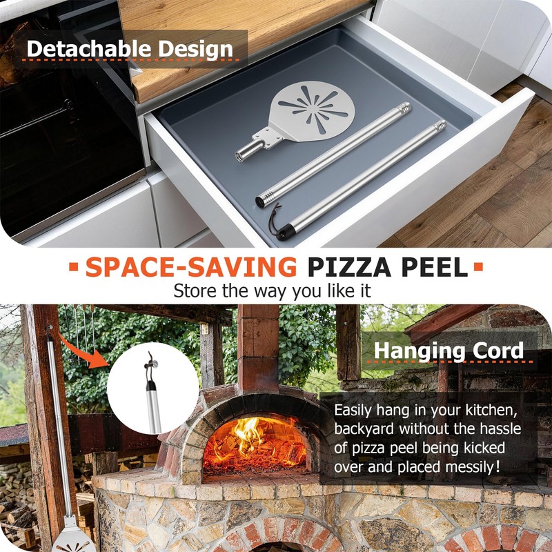 9 Inch Pizza Peel Turning, Joyfair Perforated Pizzas Turner, SS