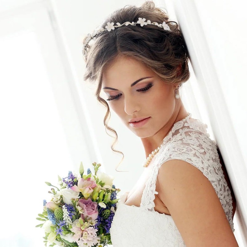 WUSJCOF Girls and Bride Communion Headband - Silver Flower Hair