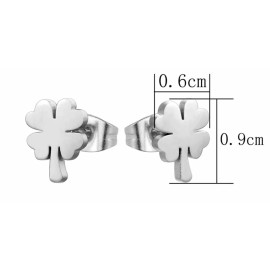 Unbranded Stainless Steel Post Shamrock Silver Color Stud Earrings