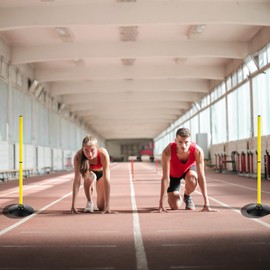 ASENVER Soccer Agility Poles Set Detachable Sports Trainning Speed Pole Slalom Poles with Rubber Base Sport Traning Equipment (3.3 FT, Pack of 12)