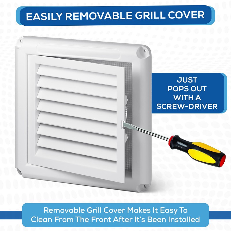 Adair 100mm (4 Inch) Square Vent Cover - White 155mm