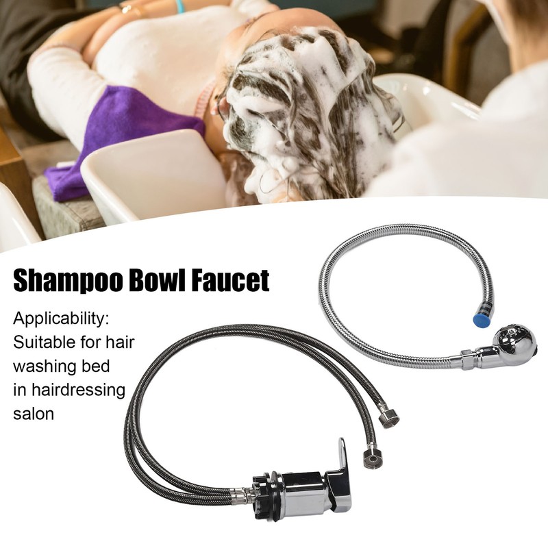 Shampoo Bowl Faucet Rust Resistant 70cm Hose Zinc Alloy Structure
