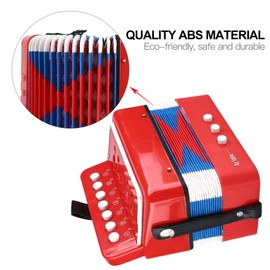 Acorde¨®n Mini 7 Teclas Acorde¨®n Juguete Instrumento Musical Juguete Piano Acorde¨®n Instrumento para ni?os Ni?os peque?os(Rojo)