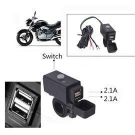 SONONIA Motorcycle Dual USB Port Cell Phone Charger Socket with Power Switch