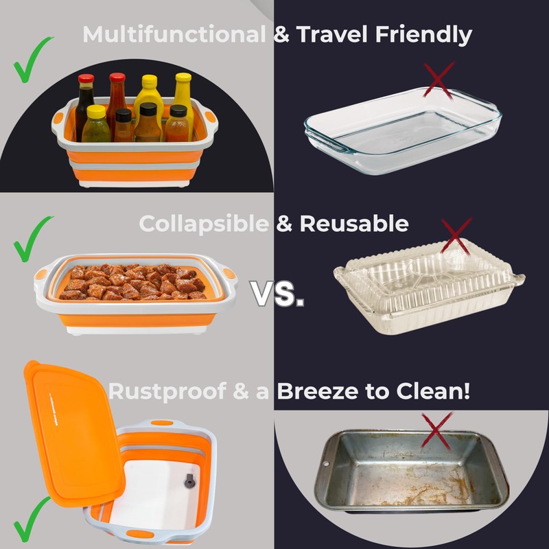 Alpine Elevation Collapsible Large (8L) BBQ Marinating Tub w/Prep Board,