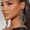 XSBODY Rhinestone Black Earrings For Women Tassel Crystal Statement Dangle