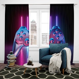 Tbrand Gamepad Opaque Curtains for Boys and Teens, 54 x 46 Inch, Modern Game Window Curtain, Video Game Curtains for Kids and Girls, Novelty, Gradient, Action Buttons