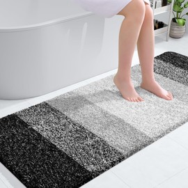 OLANLY OLANLY Bathroom Runner Rugs 59x24, Extra Soft Absorbent Microfiber Bath Rugs, Rubber Backing, Quick Dry, Machine Washable Bath Mats for Bathroom Floor, Tub, Shower and Home Decor Accessories, Black