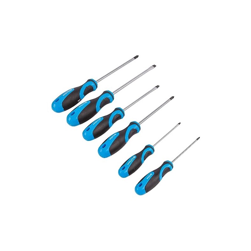 Pro User 6pc Blue Magnetic Chrome Vanadium Pozidriv Screwdriver Set